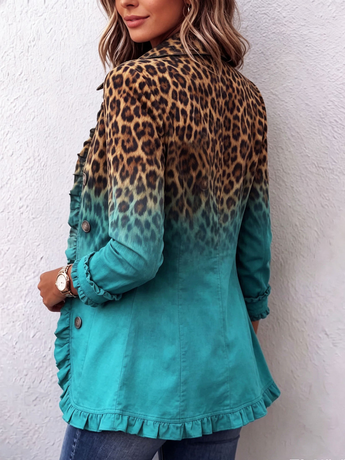 Bice Blazer Leopard Türkis – Ansicht 2