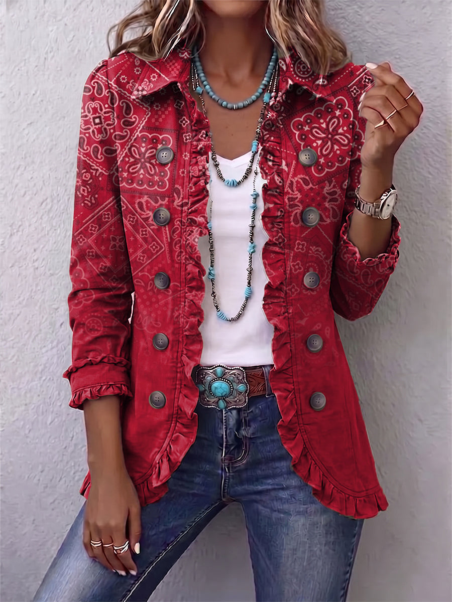 Gaia Paisley-Jacke Rot sfumiert