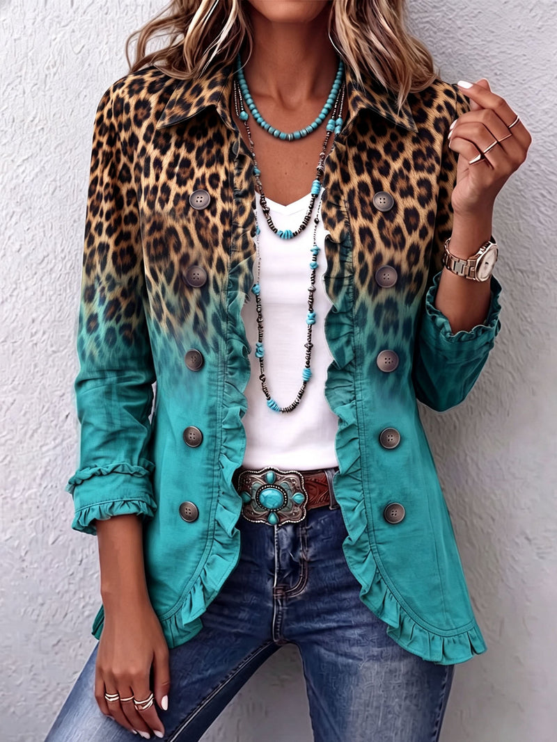 Bice Blazer Leopard Türkis – Ansicht 9