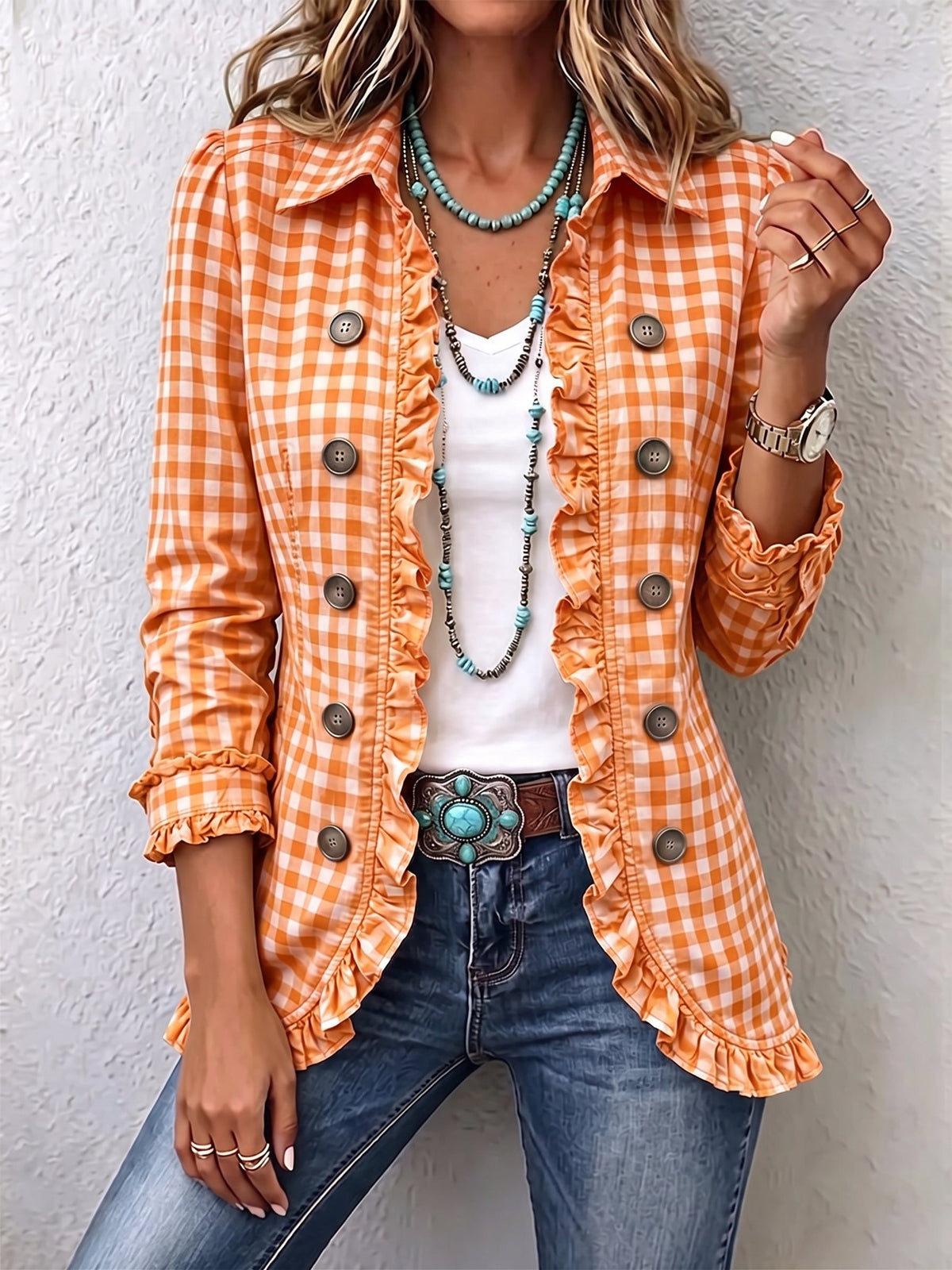Giulia Vichy-Karo-Jacke mit Knöpfen – Ansicht 12