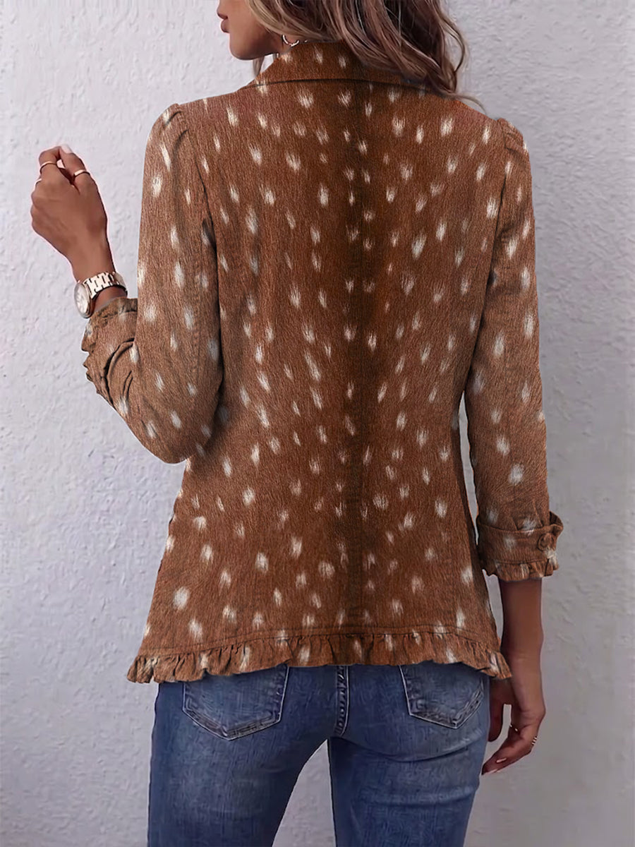 Elena Boho-Jacke Animal-Print Braun – Ansicht 2