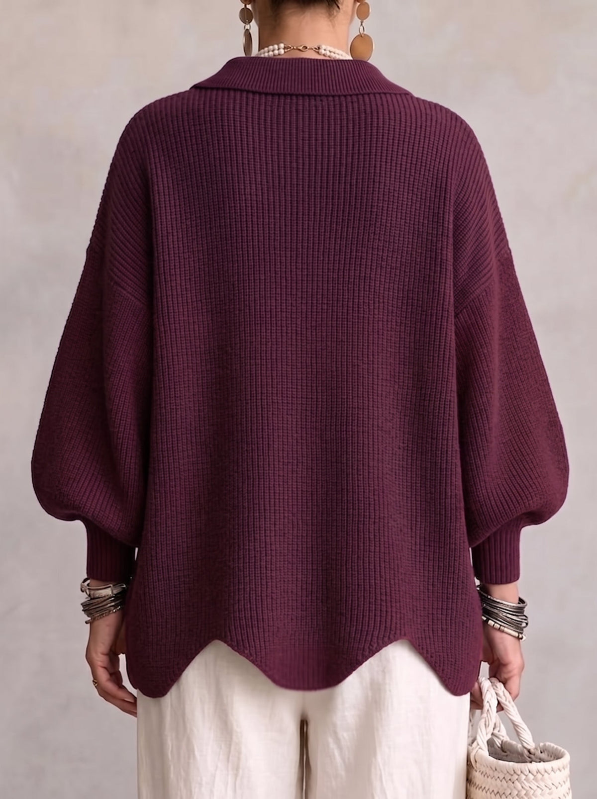 Karina Oversized Cardigan mit Kragen und Knöpfen – Ansicht 4