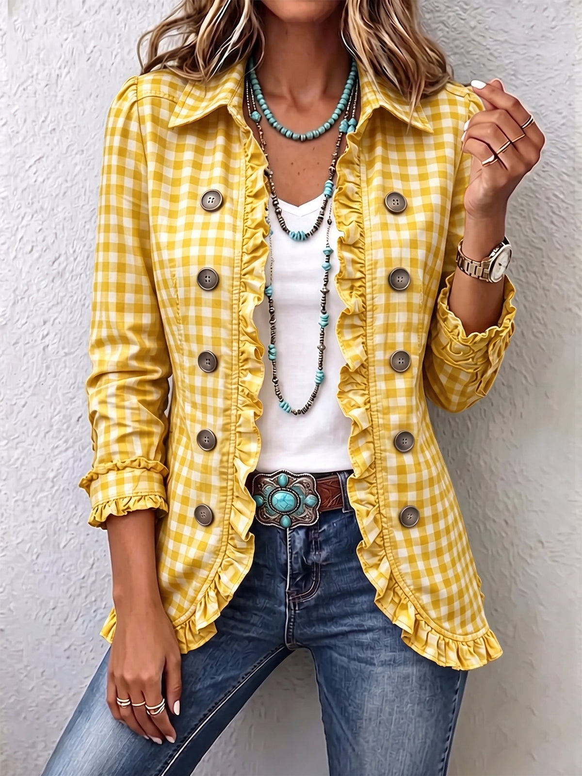 Giulia Vichy-Karo-Jacke mit Knöpfen – Ansicht 24