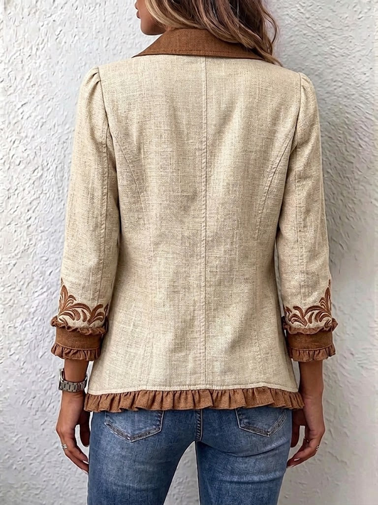 Ottilia Boho-Jacke Blumen Vintage Camel-Braun – Ansicht 2