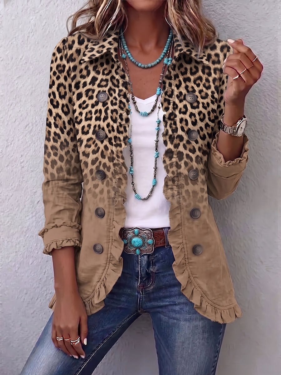 Corinna Leopard-Jacke Vintage Camel