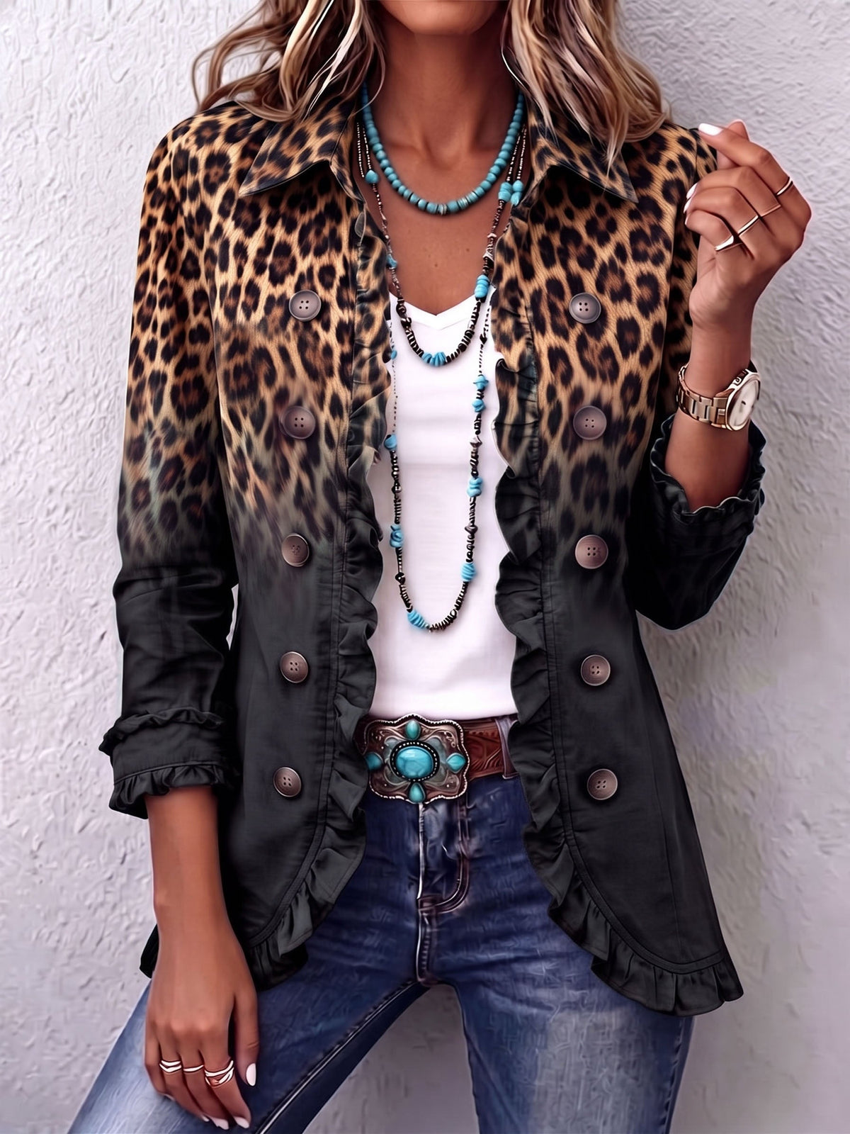 Valentina Blazer Leopard Anthrazit