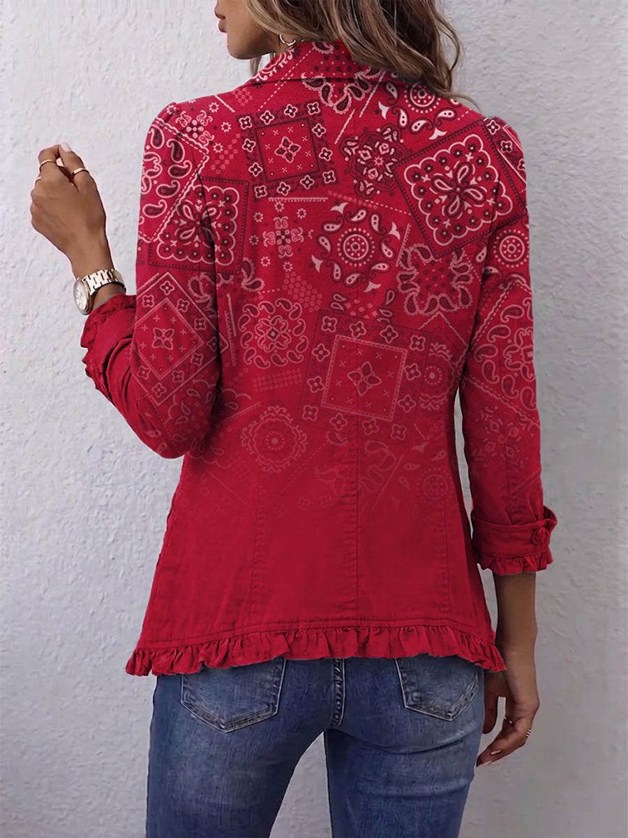 Gaia Paisley-Jacke Rot sfumiert – Ansicht 2