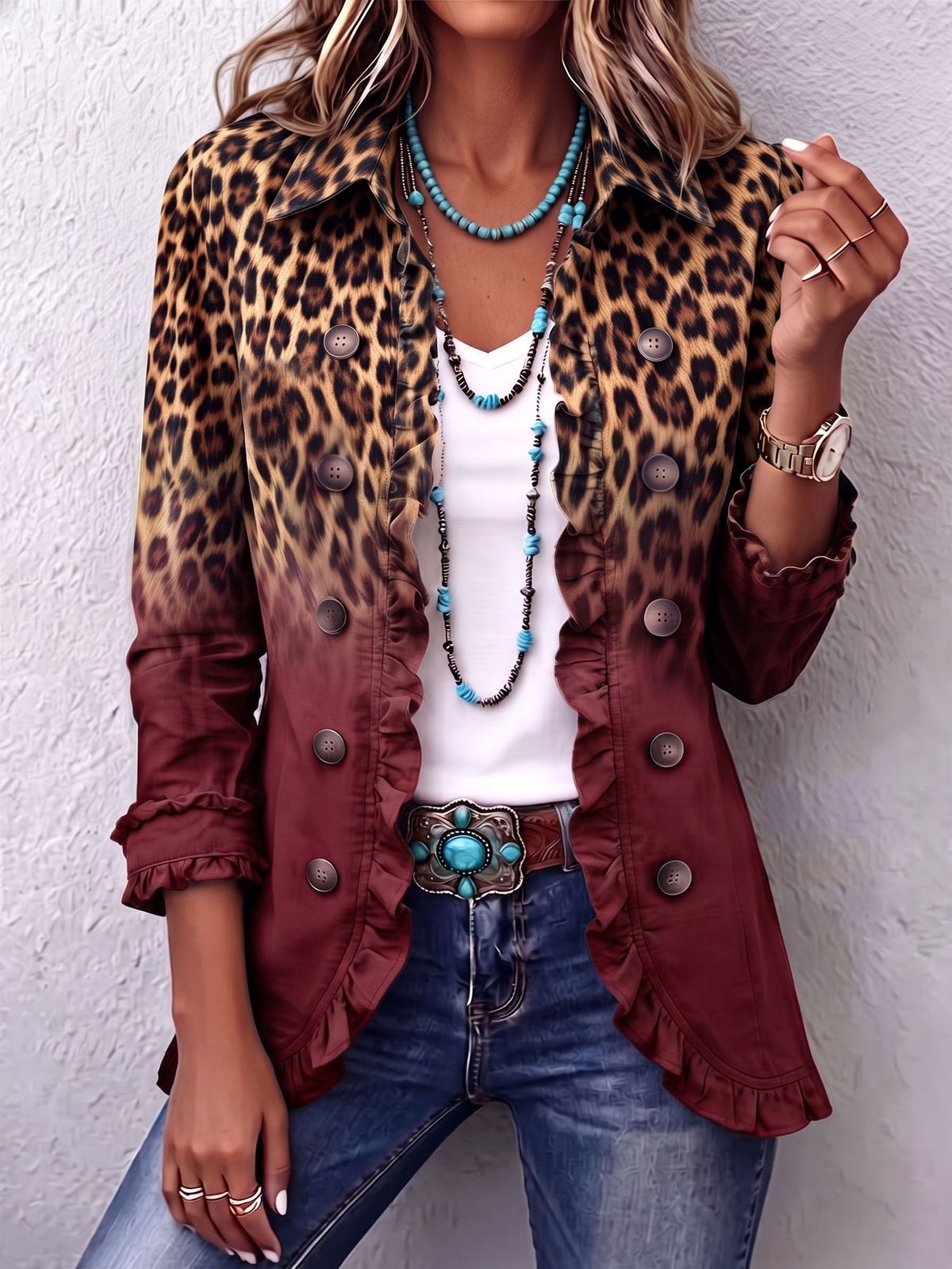 Olimpia Blazer Leopard Bordeaux