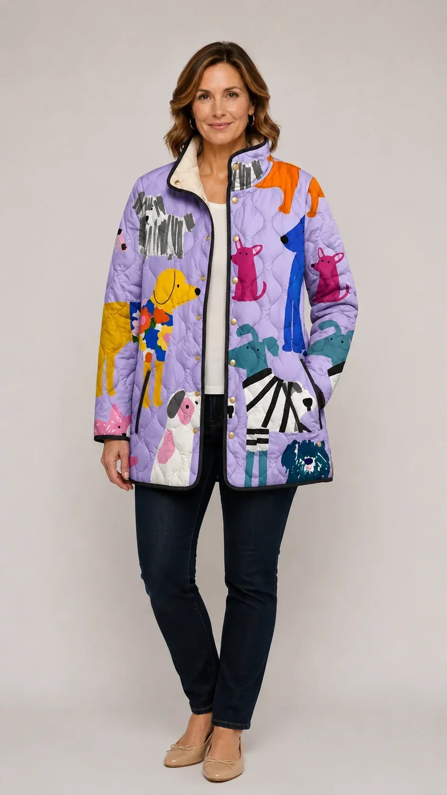 Rhea Steppjacke mit Hundemuster – Ansicht 2