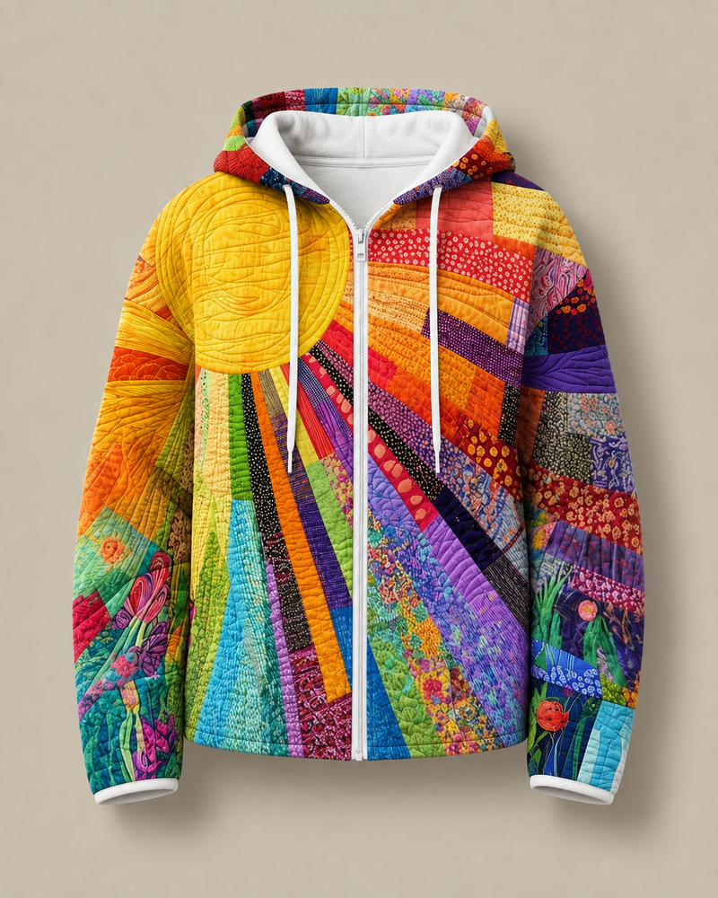 Rhealyn Zip-Kapuzenjacke mit Sunburst-Patchwork – Ansicht 11