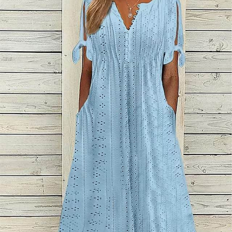Celeste elegantes V-Ausschnitt-Kleid – Ansicht 24