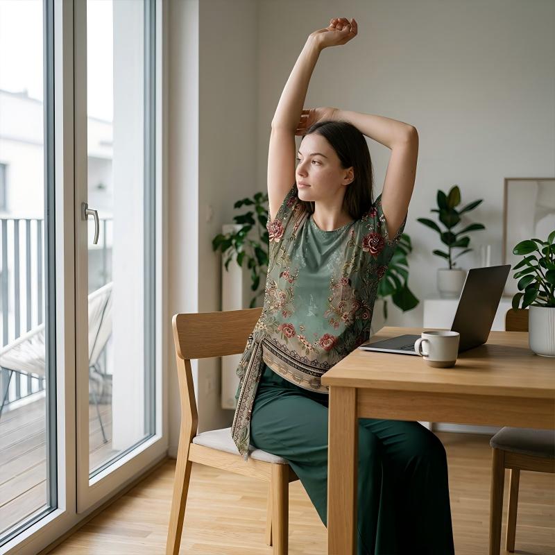 Mönstrat loungeset med vida ben – vy 12