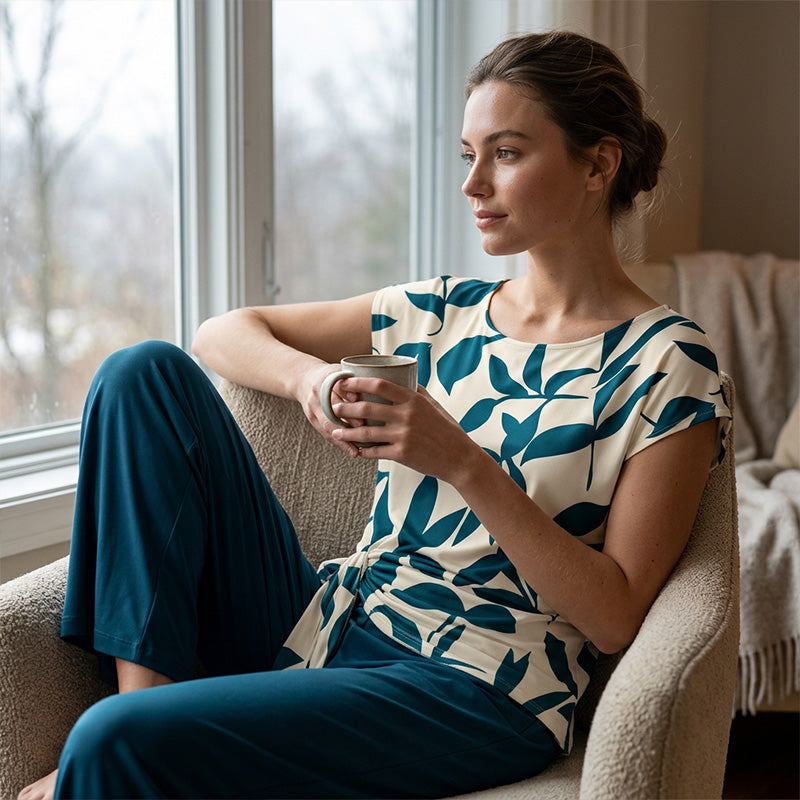 Mönstrat loungeset med vida ben – vy 14