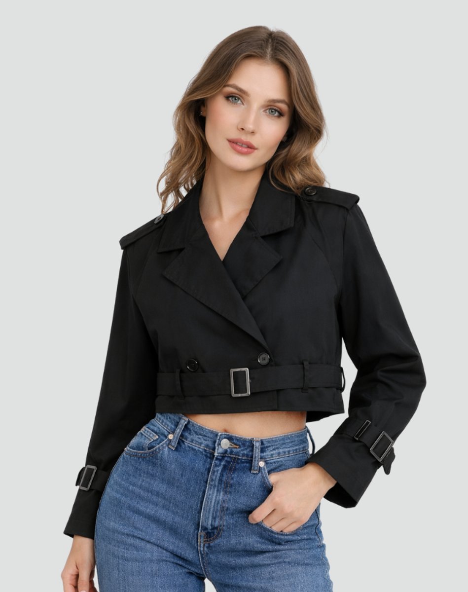 Juliana Cropped Trenchcoat mit Gürtel – Ansicht 10