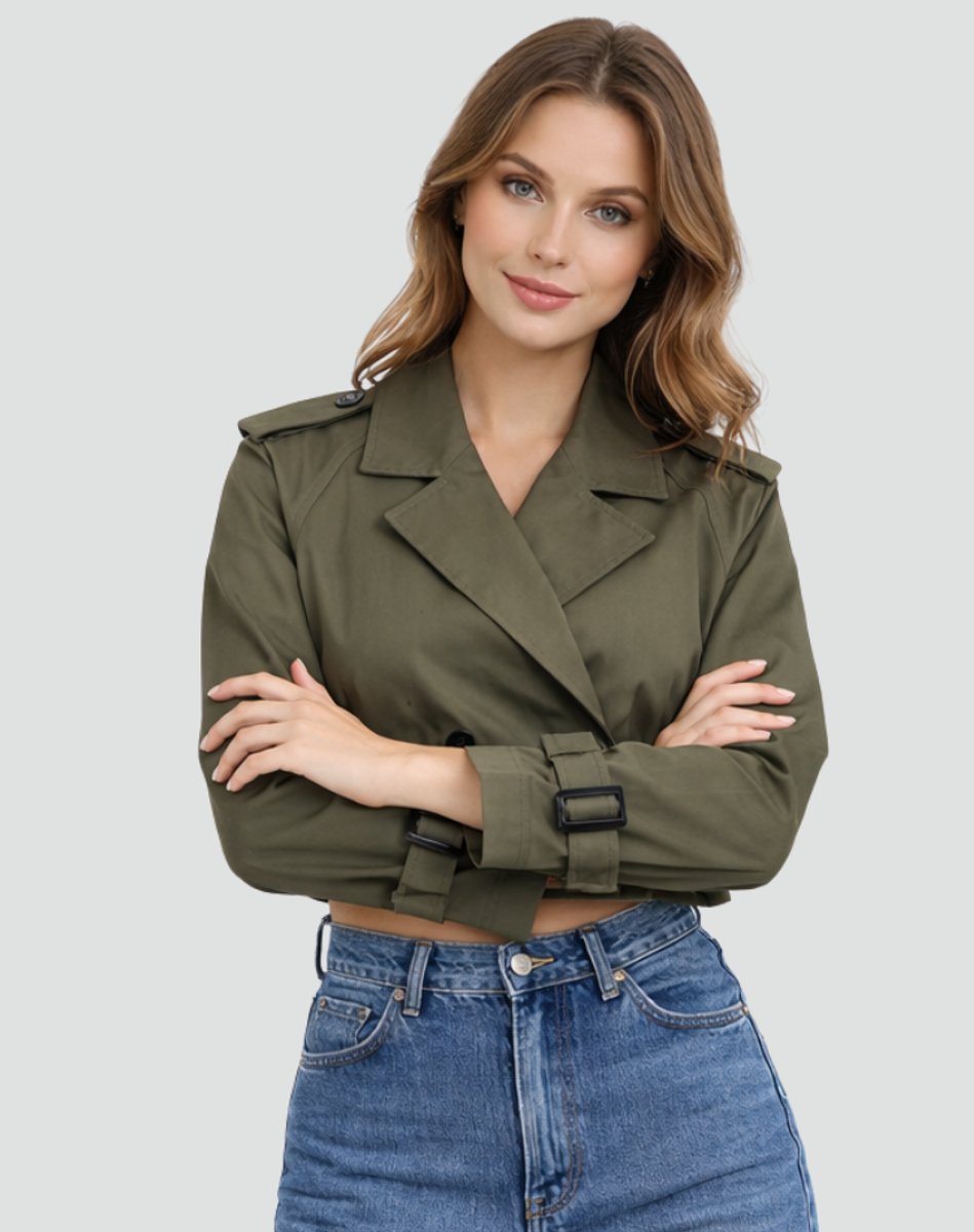 Juliana Cropped Trenchcoat mit Gürtel – Ansicht 15
