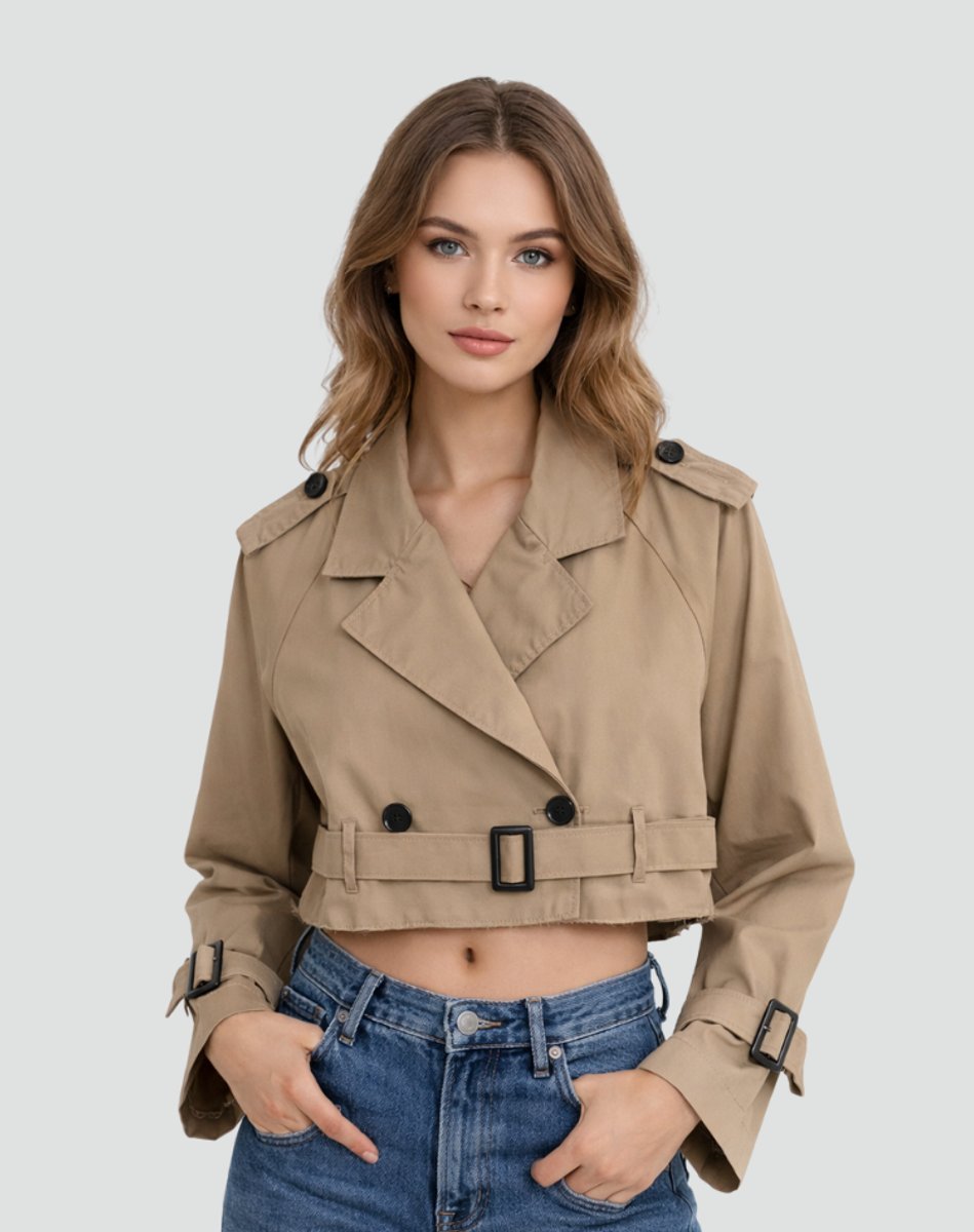 Juliana Cropped Trenchcoat mit Gürtel – Ansicht 21