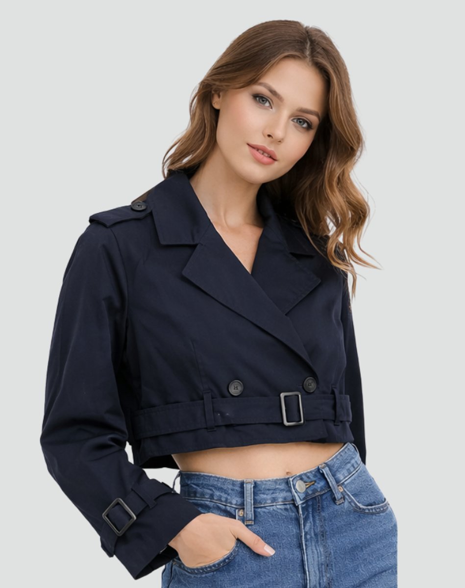 Juliana Cropped Trenchcoat mit Gürtel – Ansicht 24