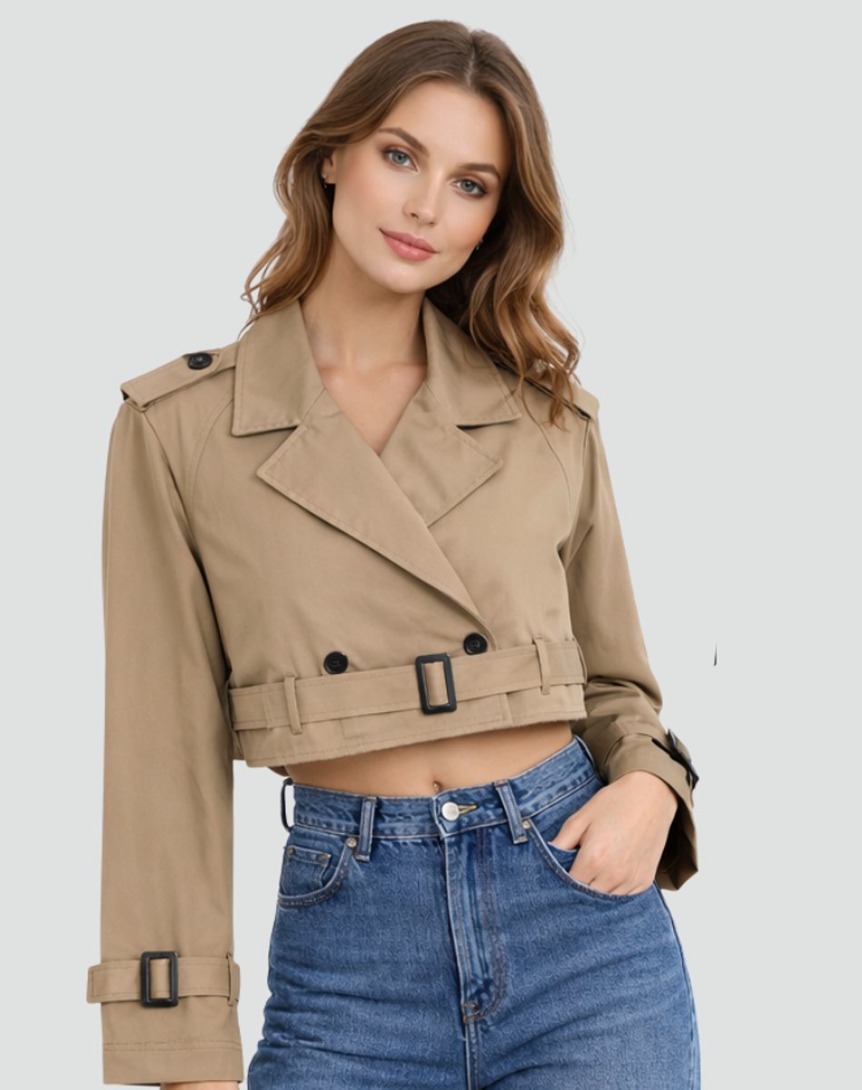 Juliana Cropped Trenchcoat mit Gürtel – Ansicht 6