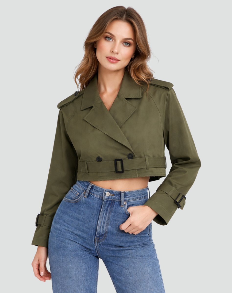 Juliana Cropped Trenchcoat mit Gürtel – Ansicht 7