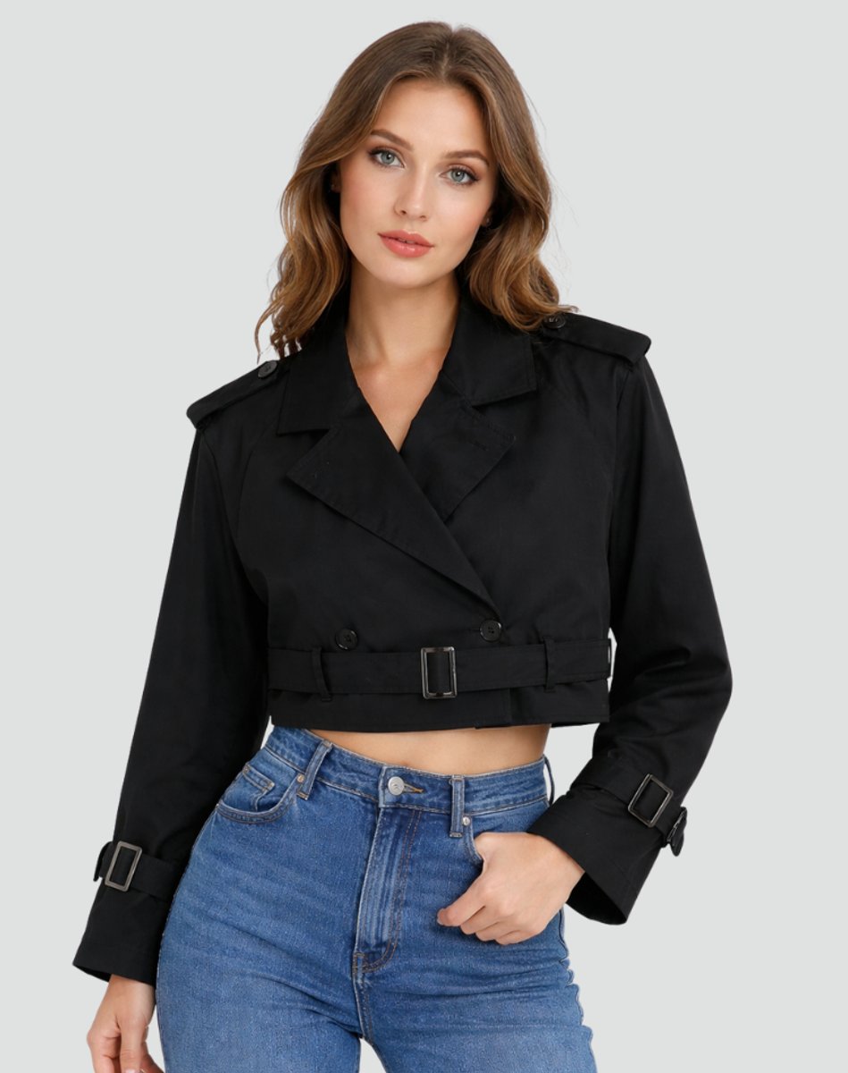 Juliana Cropped Trenchcoat mit Gürtel – Ansicht 9