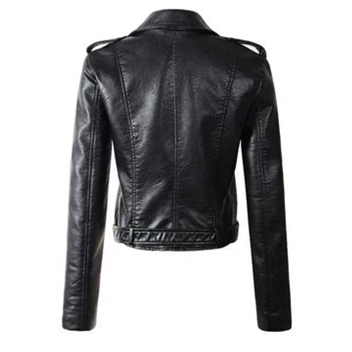 Rachel Cropped Moto-Jacke mit Gürtel – Ansicht 2