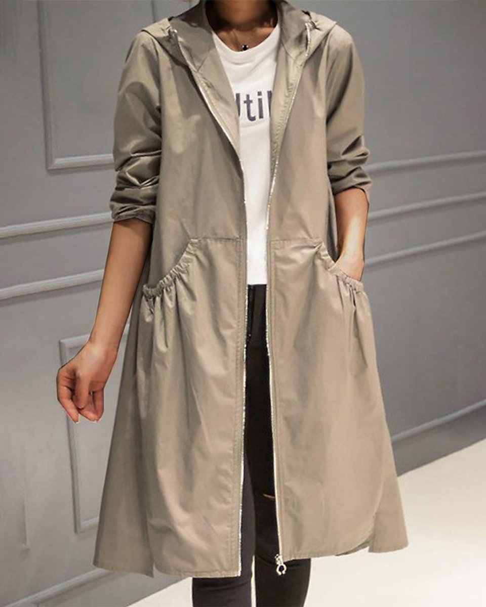 Kathleen Trenchcoat mit Kapuze und Reißverschluss – Ansicht 8