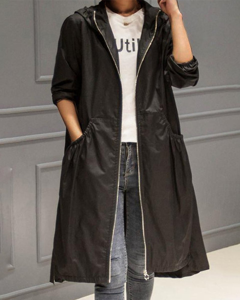 Kathleen Trenchcoat mit Kapuze und Reißverschluss – Ansicht 17