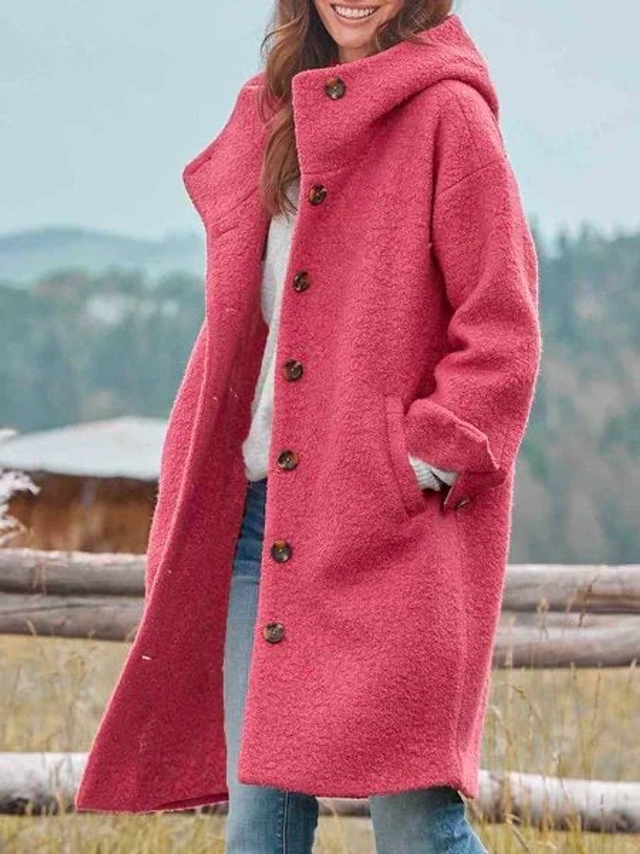 Eleanor Longline-Mantel mit Kapuze und Knopfleiste – Ansicht 30