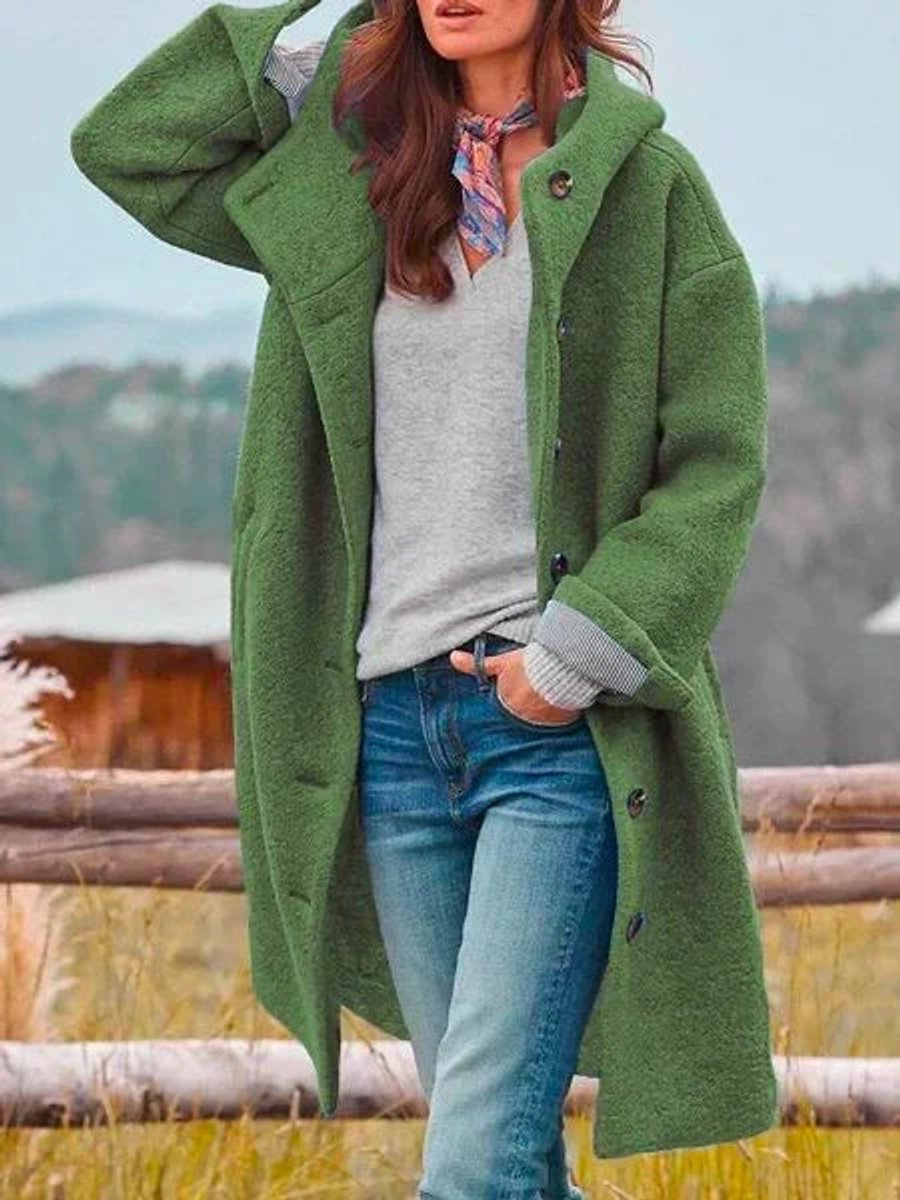 Eleanor Longline-Mantel mit Kapuze und Knopfleiste – Ansicht 6