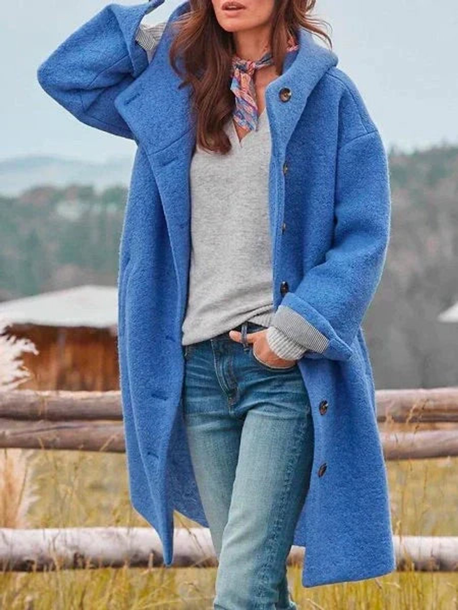 Eleanor Longline-Mantel mit Kapuze und Knopfleiste – Ansicht 12