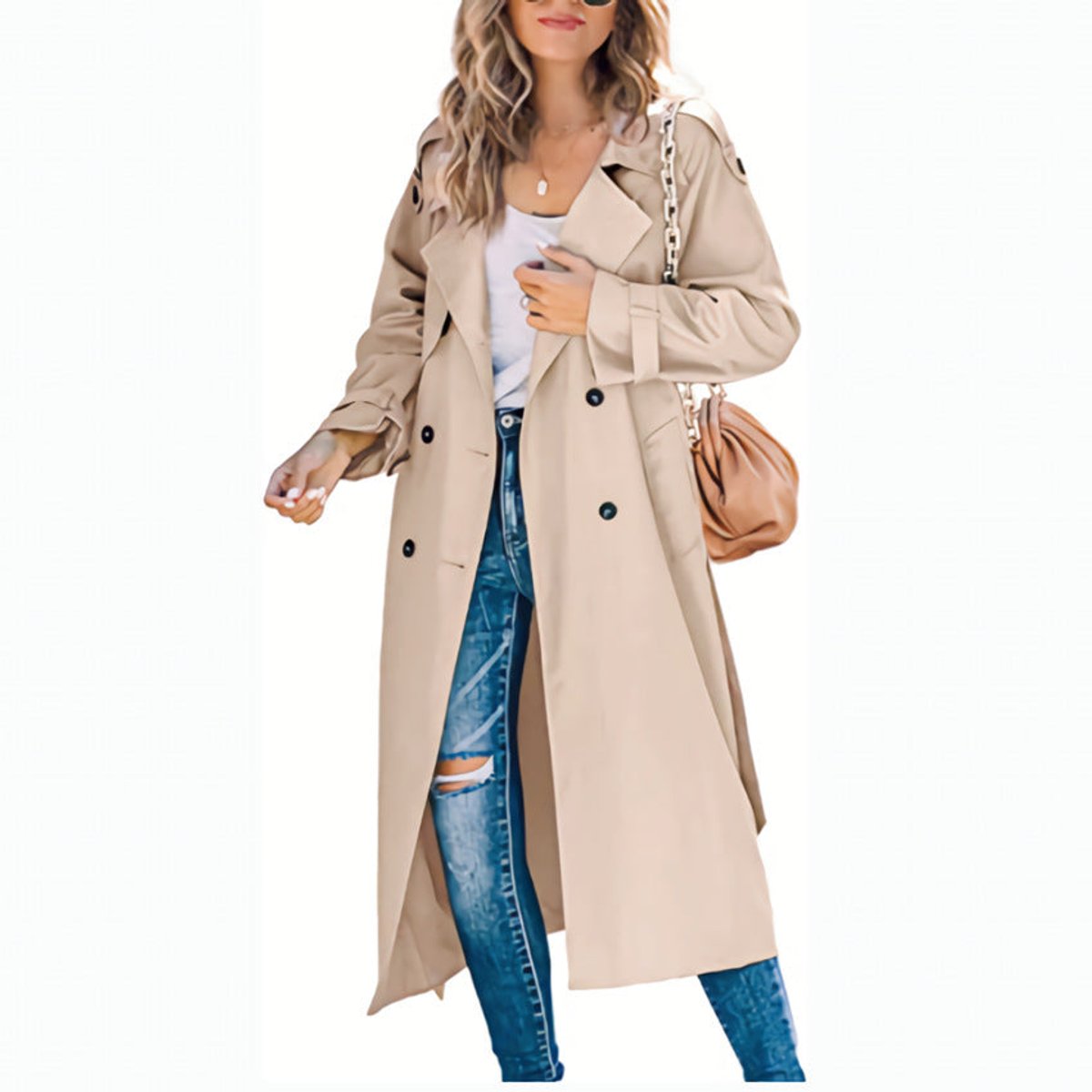 Juliet Zweireiher Longline-Trench mit Gürtel – Ansicht 9