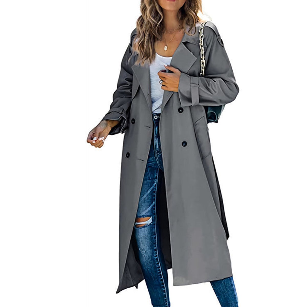 Juliet Zweireiher Longline-Trench mit Gürtel – Ansicht 10