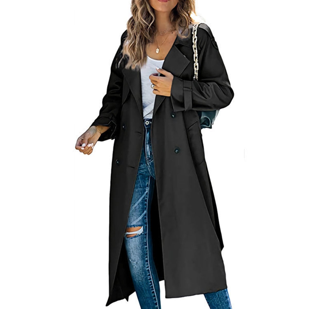 Juliet Zweireiher Longline-Trench mit Gürtel – Ansicht 11