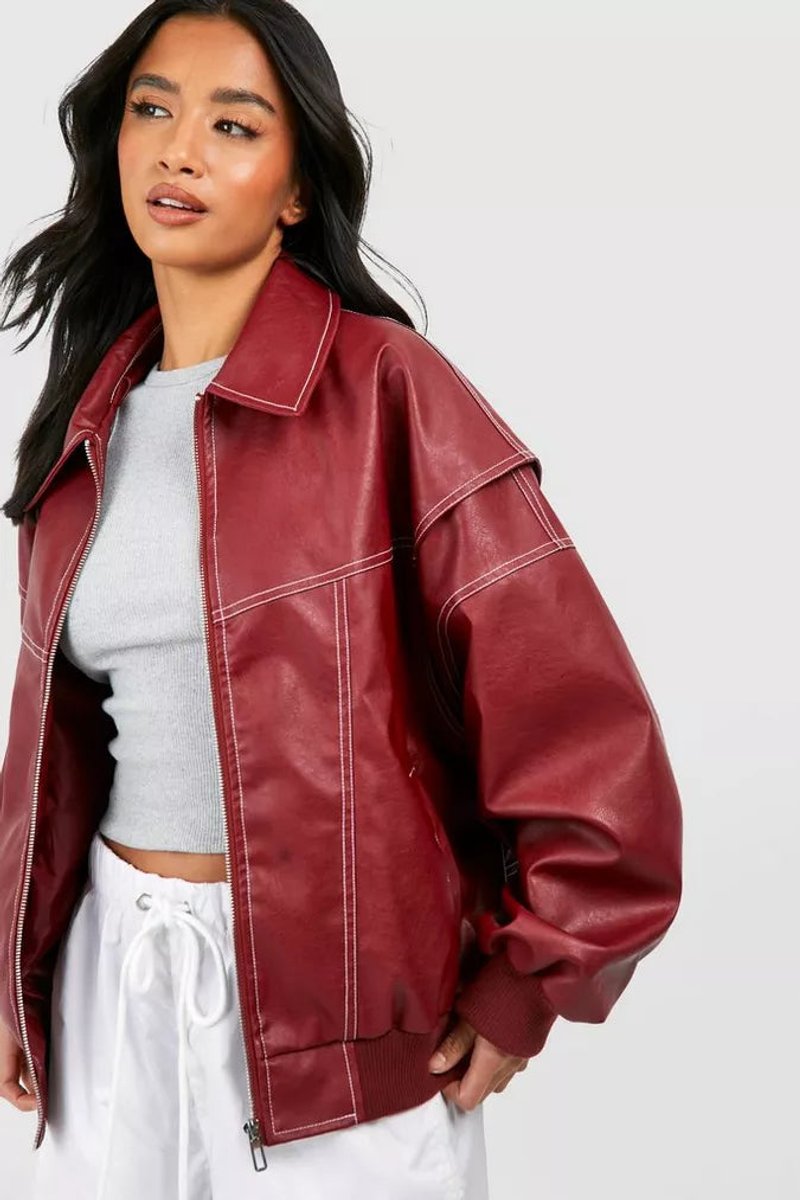 Renée Oversized Bomber mit Kontrastnähten – Ansicht 13