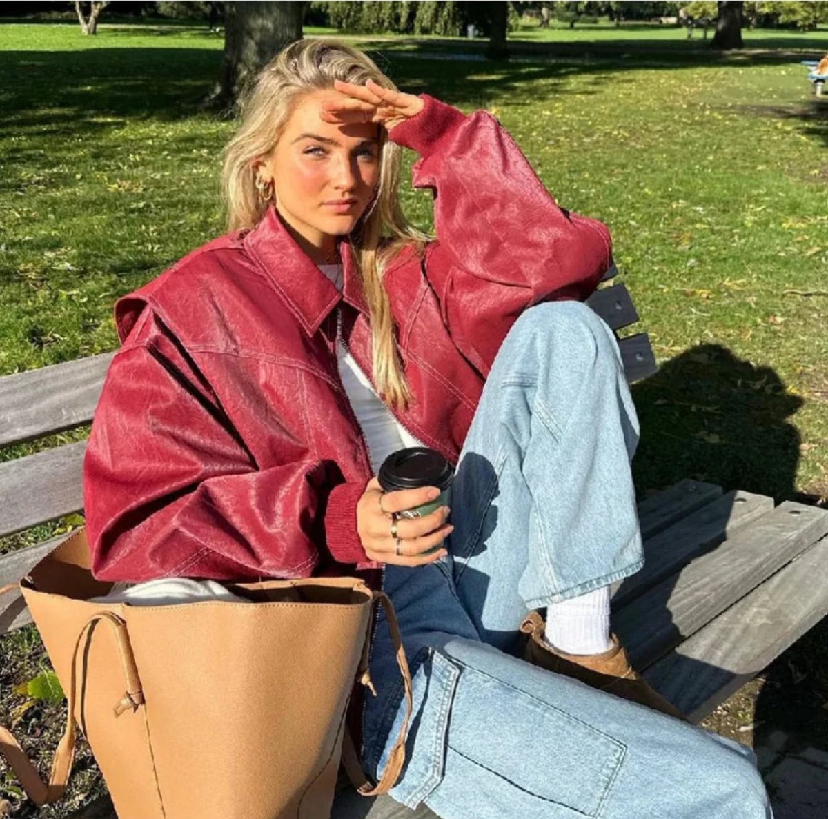 Renée Oversized Bomber mit Kontrastnähten – Ansicht 4