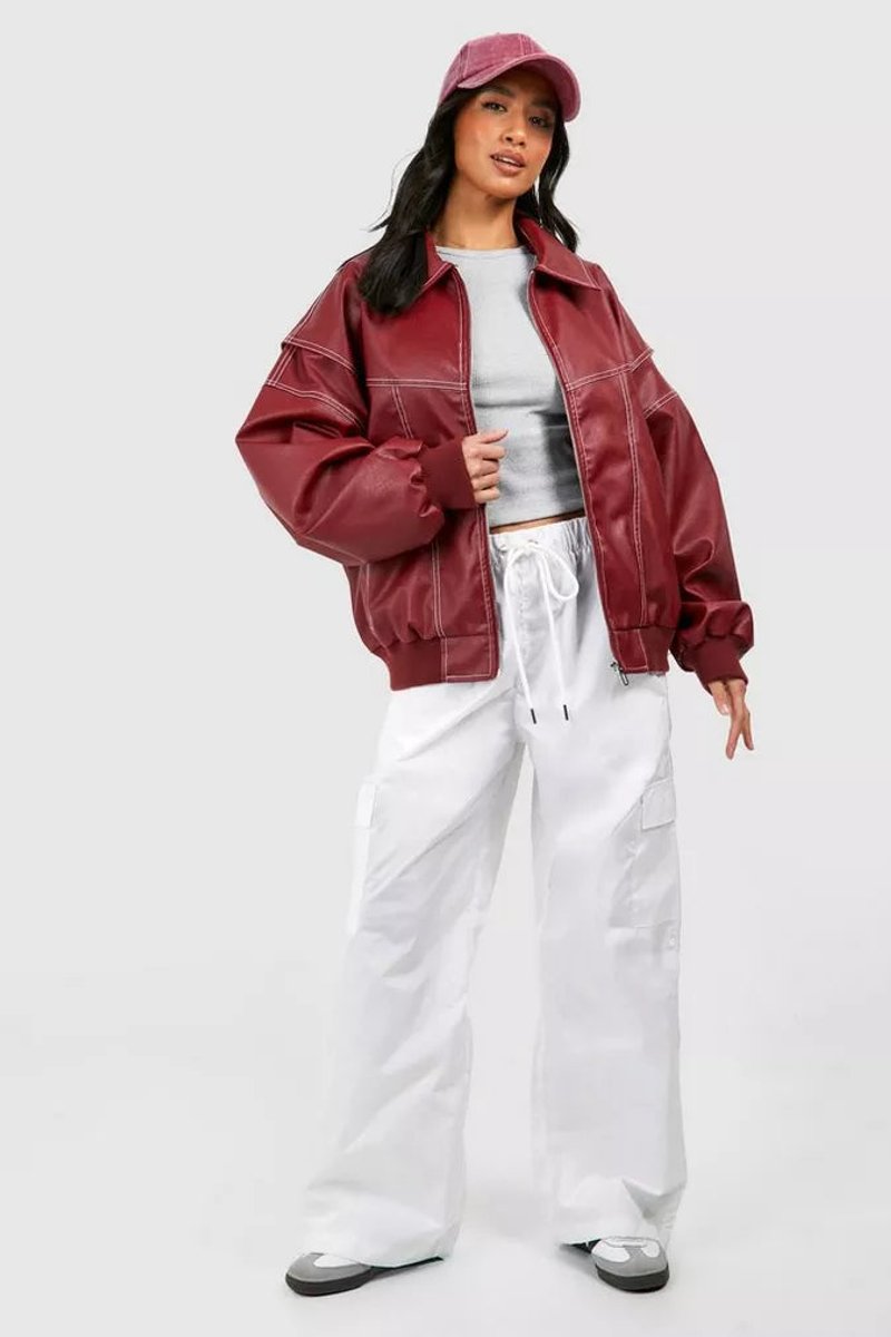 Renée Oversized Bomber mit Kontrastnähten – Ansicht 7