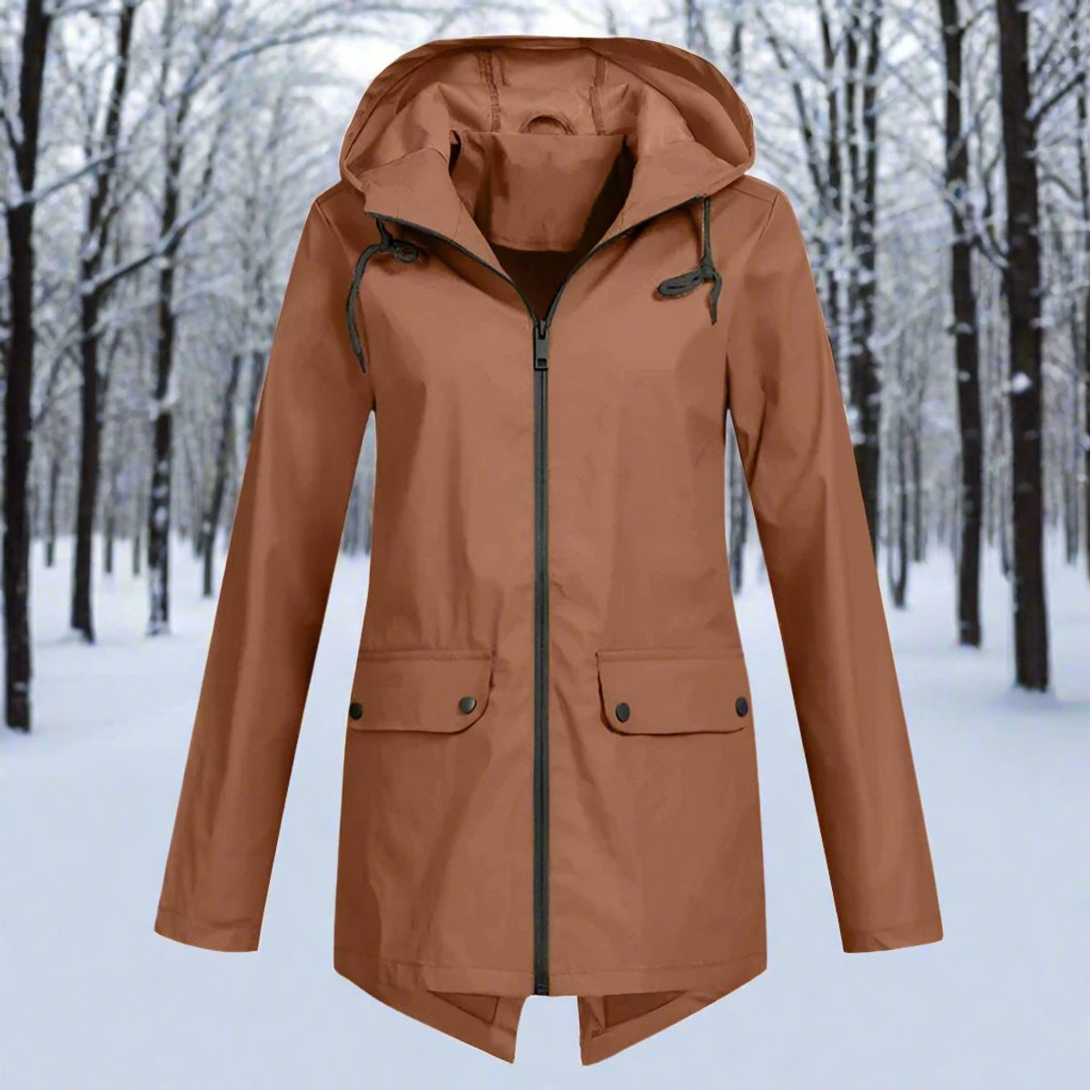 Lorraine Wasserabweisende Regenjacke (Lang) mit Kapuze – Ansicht 31
