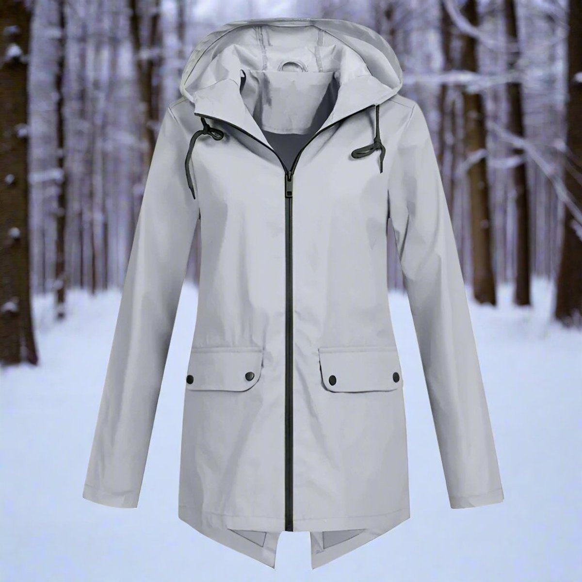 Lorraine Wasserabweisende Regenjacke (Lang) mit Kapuze – Ansicht 37