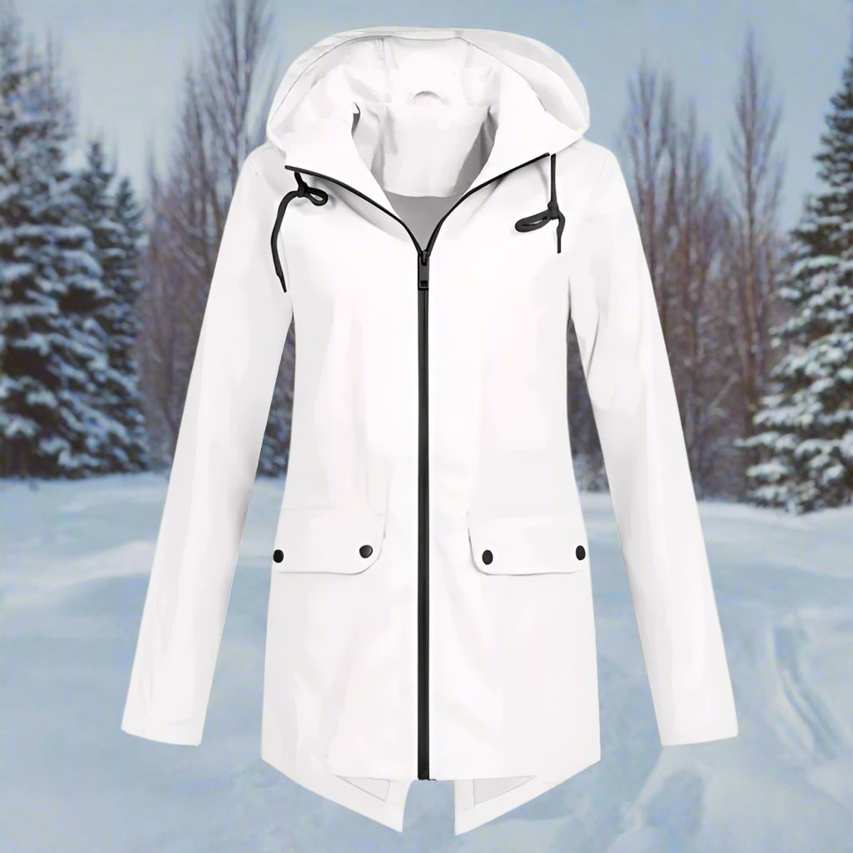 Lorraine Wasserabweisende Regenjacke (Lang) mit Kapuze – Ansicht 5