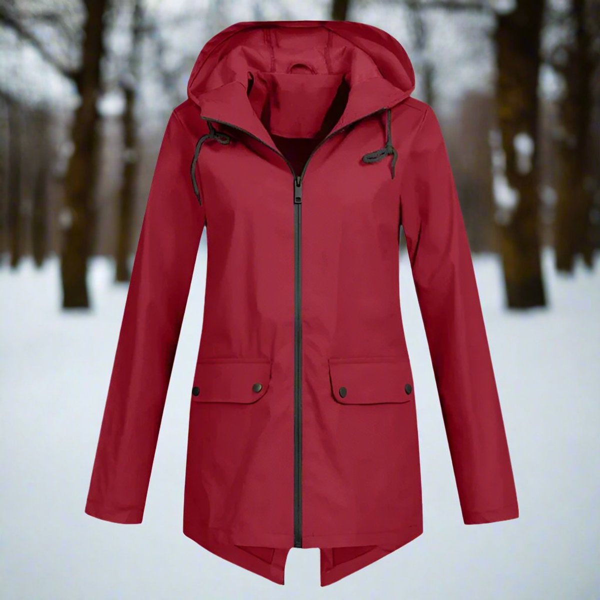 Lorraine Wasserabweisende Regenjacke (Lang) mit Kapuze – Ansicht 6