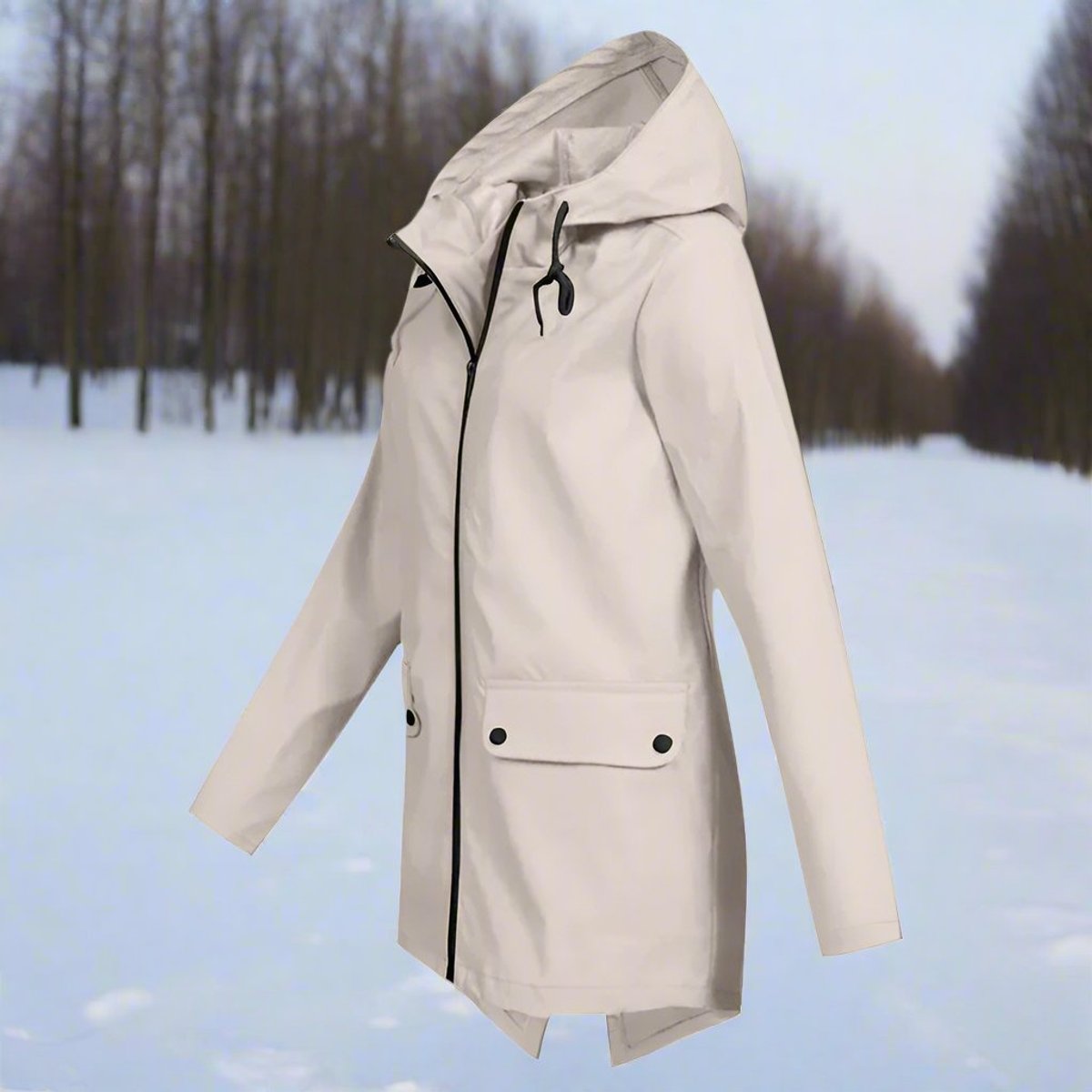 Lorraine Wasserabweisende Regenjacke (Lang) mit Kapuze – Ansicht 7